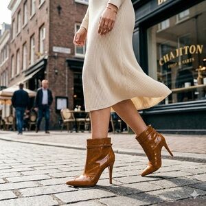 Maison Martin Margiela Caramel Patent Leather Stiletto Booties - US 6 (36.5)